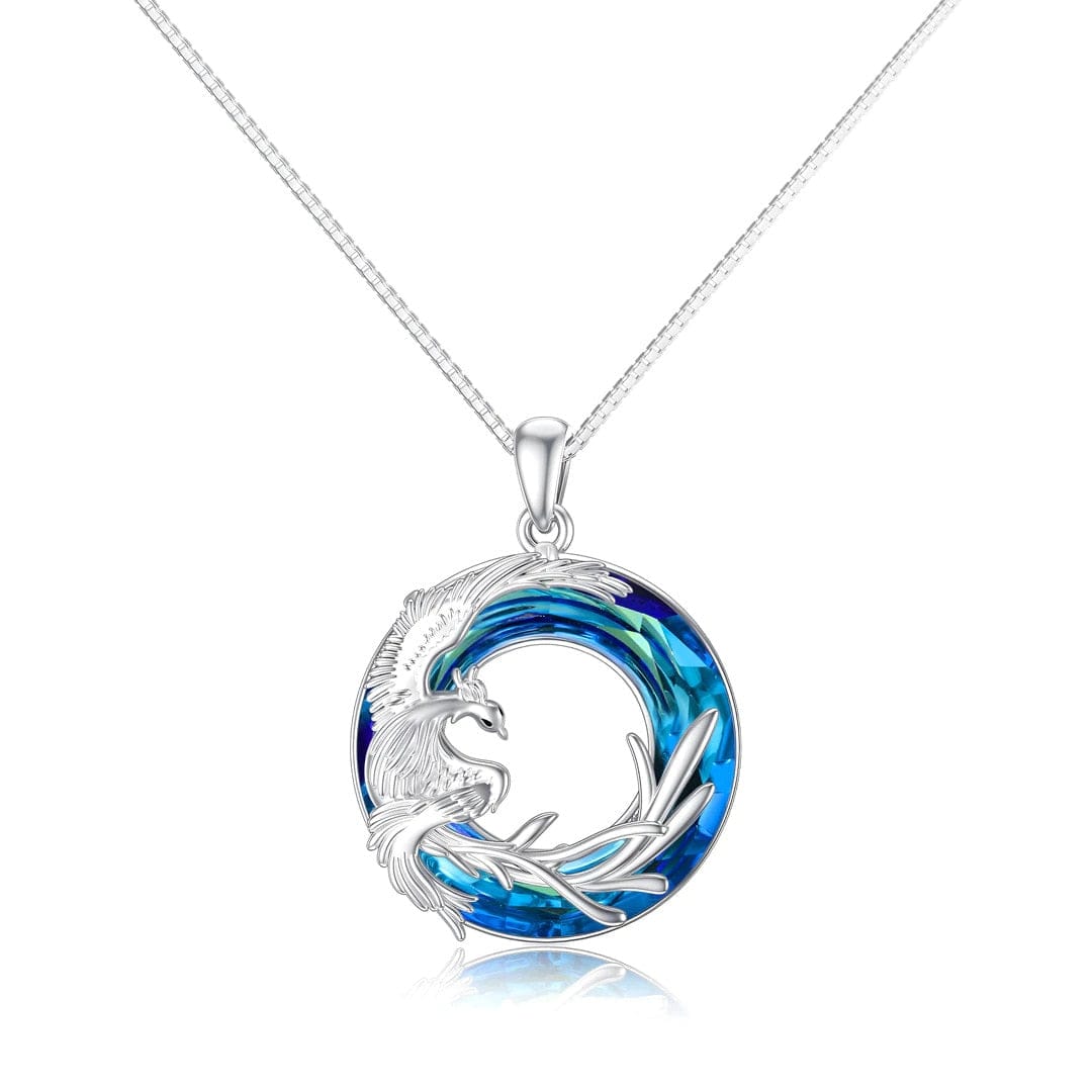 For Self - I Survived Because The Fire Inside Me Burns Brighter Than The Fire Around Me Colorful Crystal Phoenix Necklace